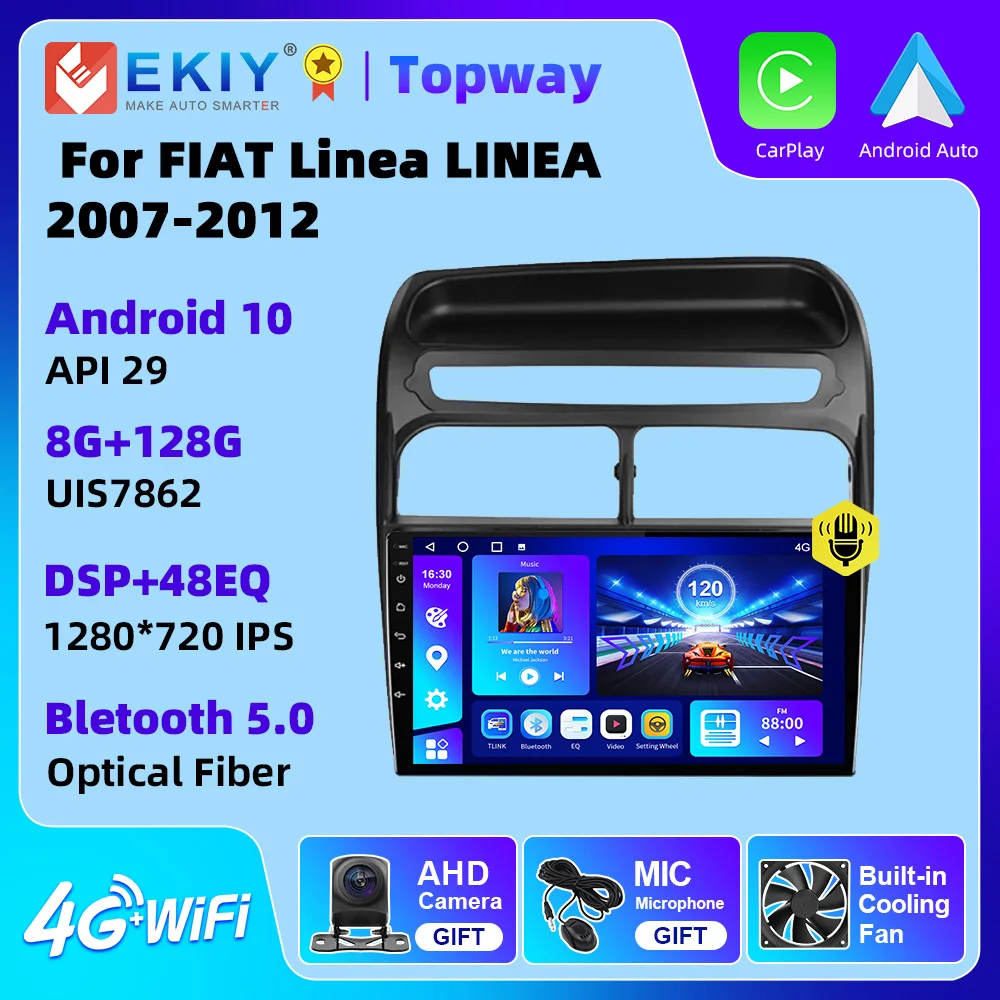 Автомагнитола EKIY на Android для FIAT Linea LINEA 2007-2012 мультимедийный видеоплеер 4G GPS Android Авто CarPlay DSP 2 Din DVD