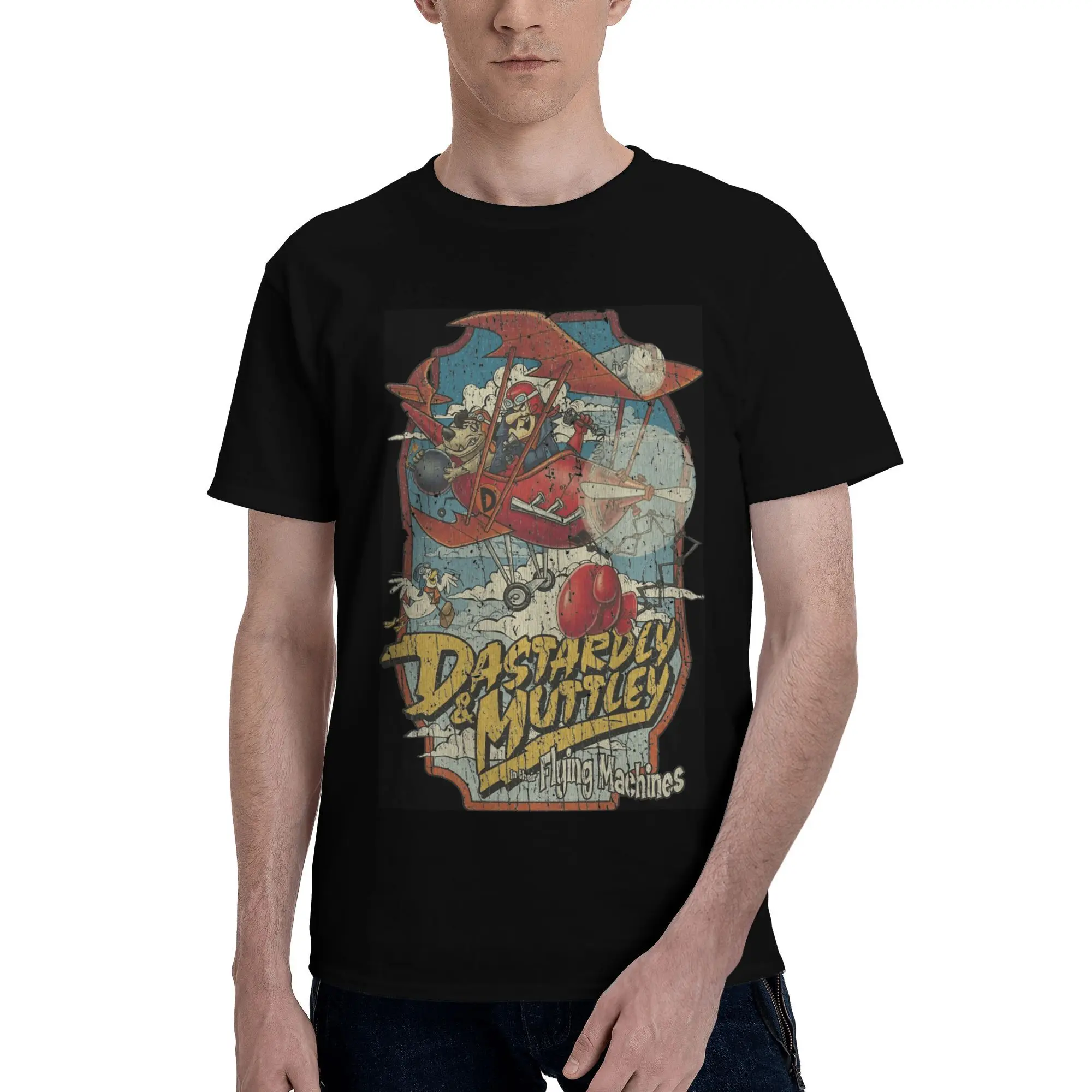 Dastardly and Muttley in Their Flying Machines 1969, хлопковая футболка для мужчин, летние футболки с круглым вырезом, модные крутые футболки больших размеров