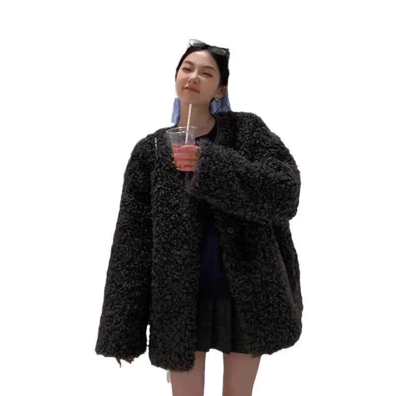 2024 New Fashionable Korean Short Fur Integrated High Grade Lamb Wool Coat (art.: 3920ca6410473) - 3920ca6410473