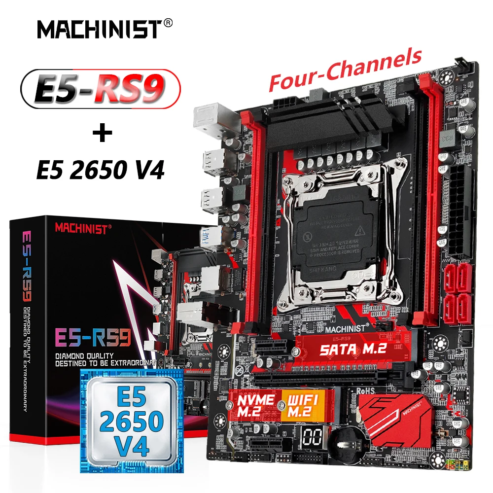 MACHINIST X99 комплект материнской платы Xeon E5 2650 V4 процессор LGA 2011-3 Поддержка ЦПУ DDR4 ECC RAM NVME M.2 WIFI четырехканальный RS9