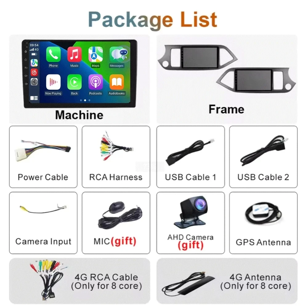 Фото Для KIA Picanto Morning 2011-2016 Android 15 Автомобильный радиоприемник Мультимедийный плеер Навигация 2Din Стерео головное устройство Carplay Видео без DVD №4