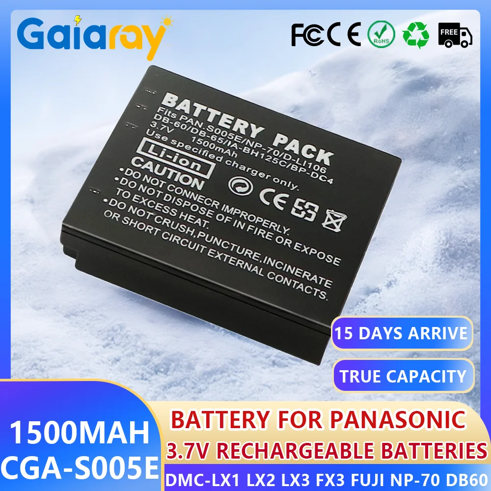 1-3 шт. CGA-S005E S005 DMW-BCC12 аккумулятор 1500 мАч для Panasonic Lumix DMC-LX1 LX2 LX3 FX3 FUJI NP-70 DB60 аккумулятор для камеры замена
