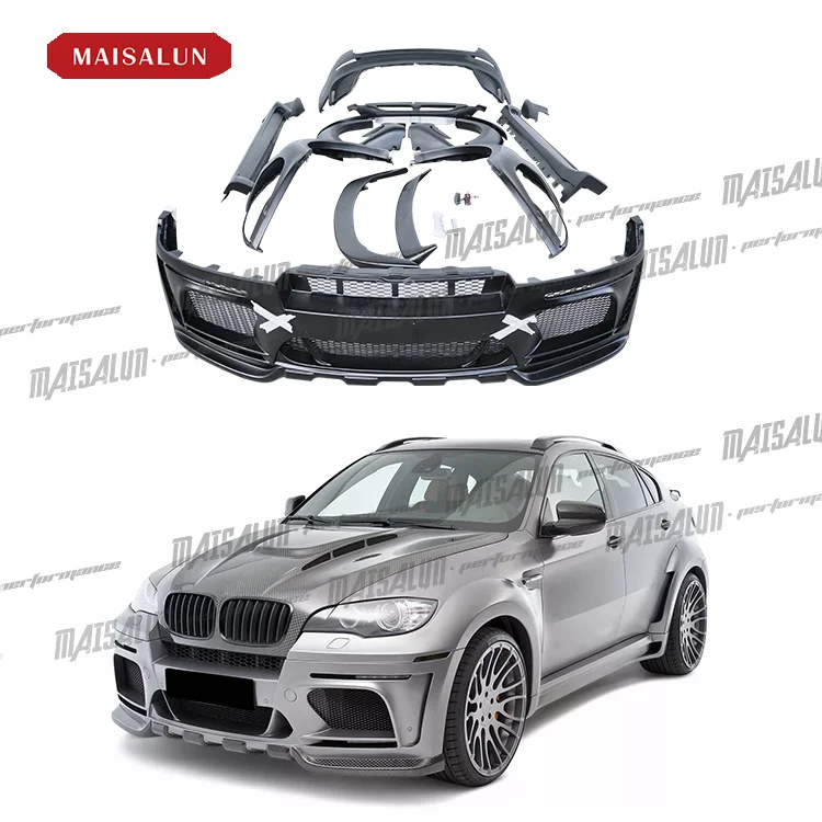 Корпус из углеродного волокна MSL x6 e71 evo style, бампер и задний диффузор, спойлер, брызговик для BMW X6 E71