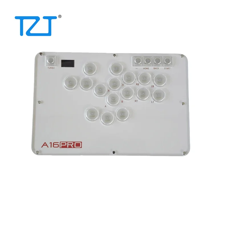 TZT HAMGEEK A16 Pro Hitbox Черный/Белый 16-кнопочный аркадный контроллер аркадной палки с низкопрофильными серебряными переключателями