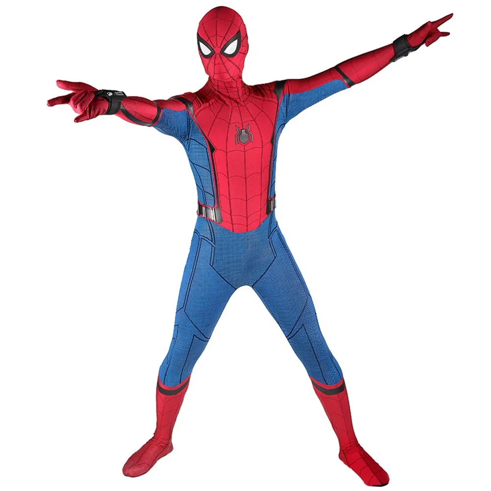 Фото Костюм Человека-паука для косплея Tom Holland для мальчиков, костюм зентай из спандекса с 3D принтом, костюм на Хэллоуин, боди для взрослых/детей №3