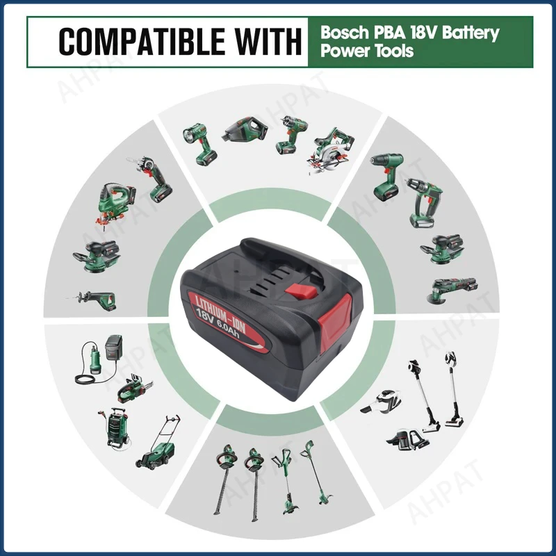Фото 6000 мАч для Bosch PBA 18 В Сменный аккумулятор для Bosch дома и сада PBA PSB PSR Аккумуляторная батарея Инструменты AL1880CV AL18815CV. №5
