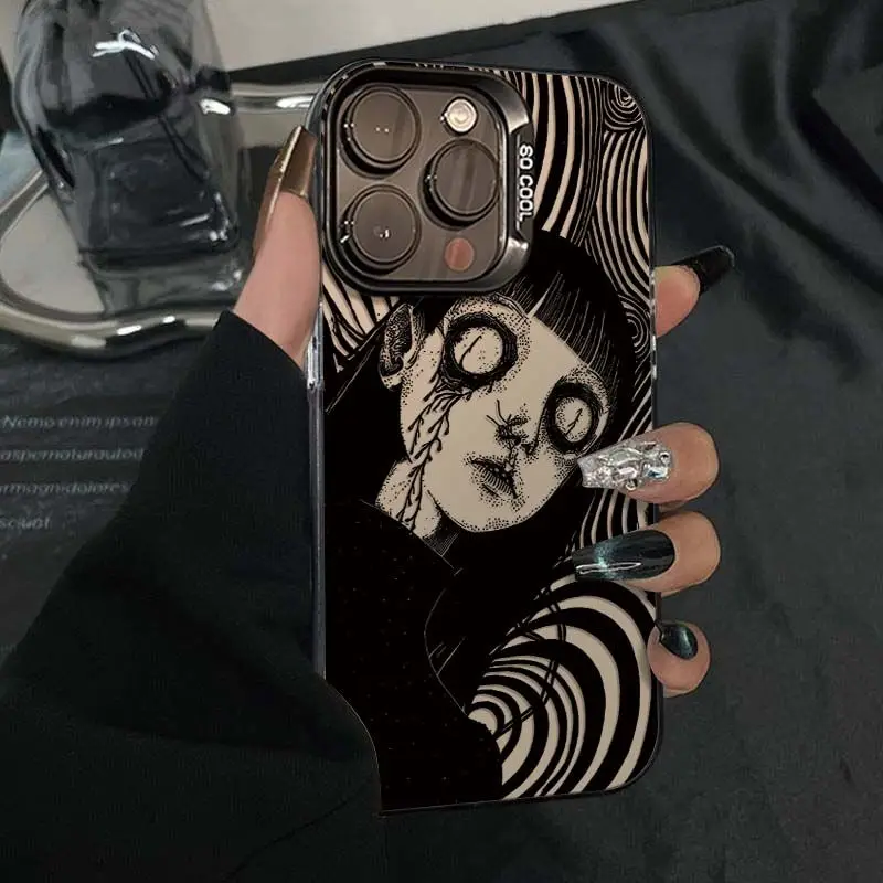 Креативный чехол для телефона «Девушка-ужас» на Хэллоуин для iPhone 17, 16, 15, 14, 13, 12, 11 Pro Max XR XS MAX 7, 8 PLUS MIN INS, роскошный матовый чехол