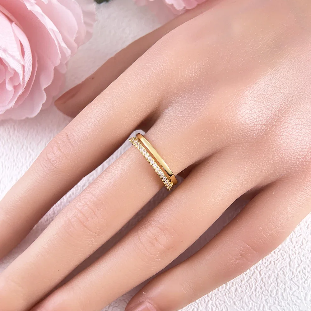 Серебряные кольца S925 золотого цвета, блестящие кольца с камнем циркона для женщин, оригинальные изысканные ювелирные изделия, подарок на каждый день или подходящее для вечеринки (art.: 3920ccd59d282) - 3920ccd59d282