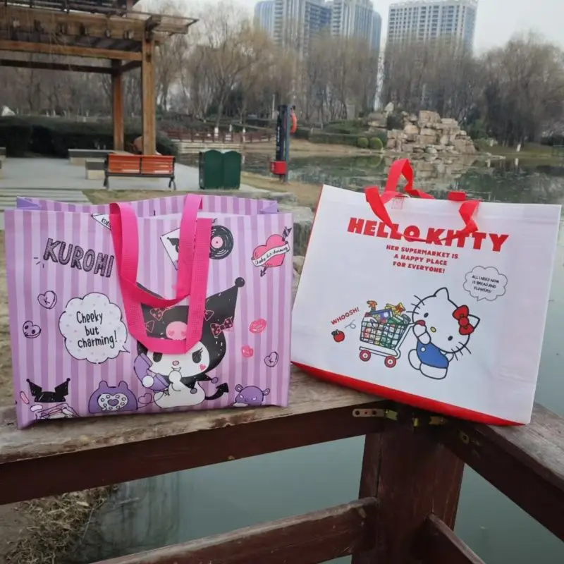 Милая мультяшная нетканая сумка для покупок Sanrio Kuromi My melody Pochacco, индивидуальная креативная большая сумка для прогулок, праздничный подарок