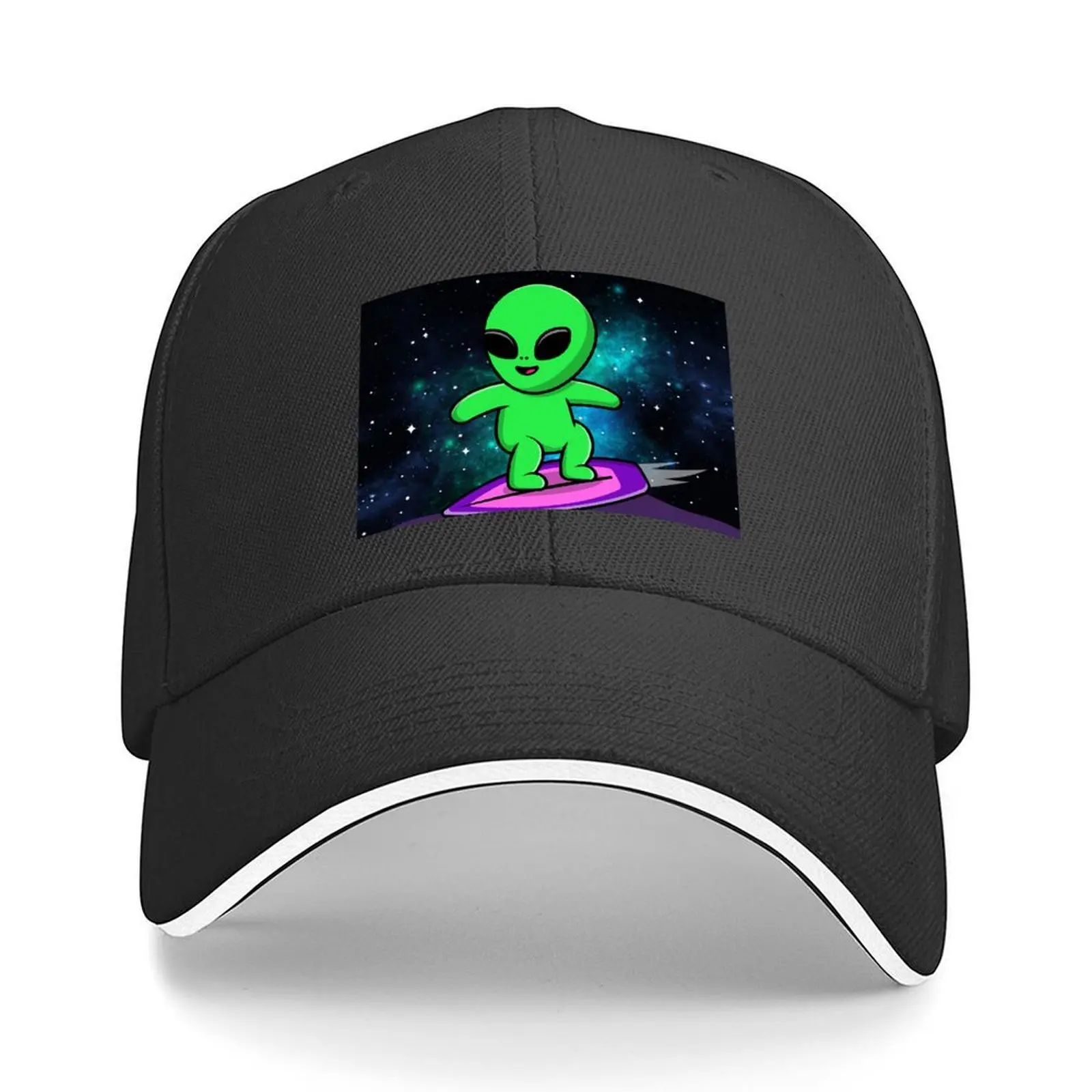 Бейсбольная кепка Surfing Alien: Galactic Glide, шляпа с защелкой на день рождения, кепка на заказ, шляпы Rave для женщин и мужчин