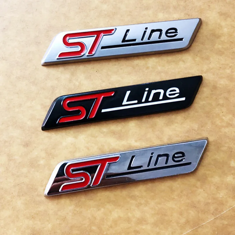 Фото 1 металлическая хромированная матовая черная Автомобильная эмблема STline ST line, автомобильная наклейка, 3D наклейка, Эмблема для Ford Focus ST Mondeo №2