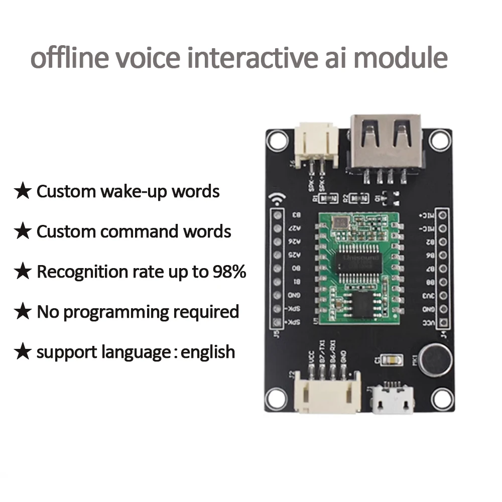 Модуль распознавания голоса AI для arduino, автономные изменяемые слова пробуждения LD3320