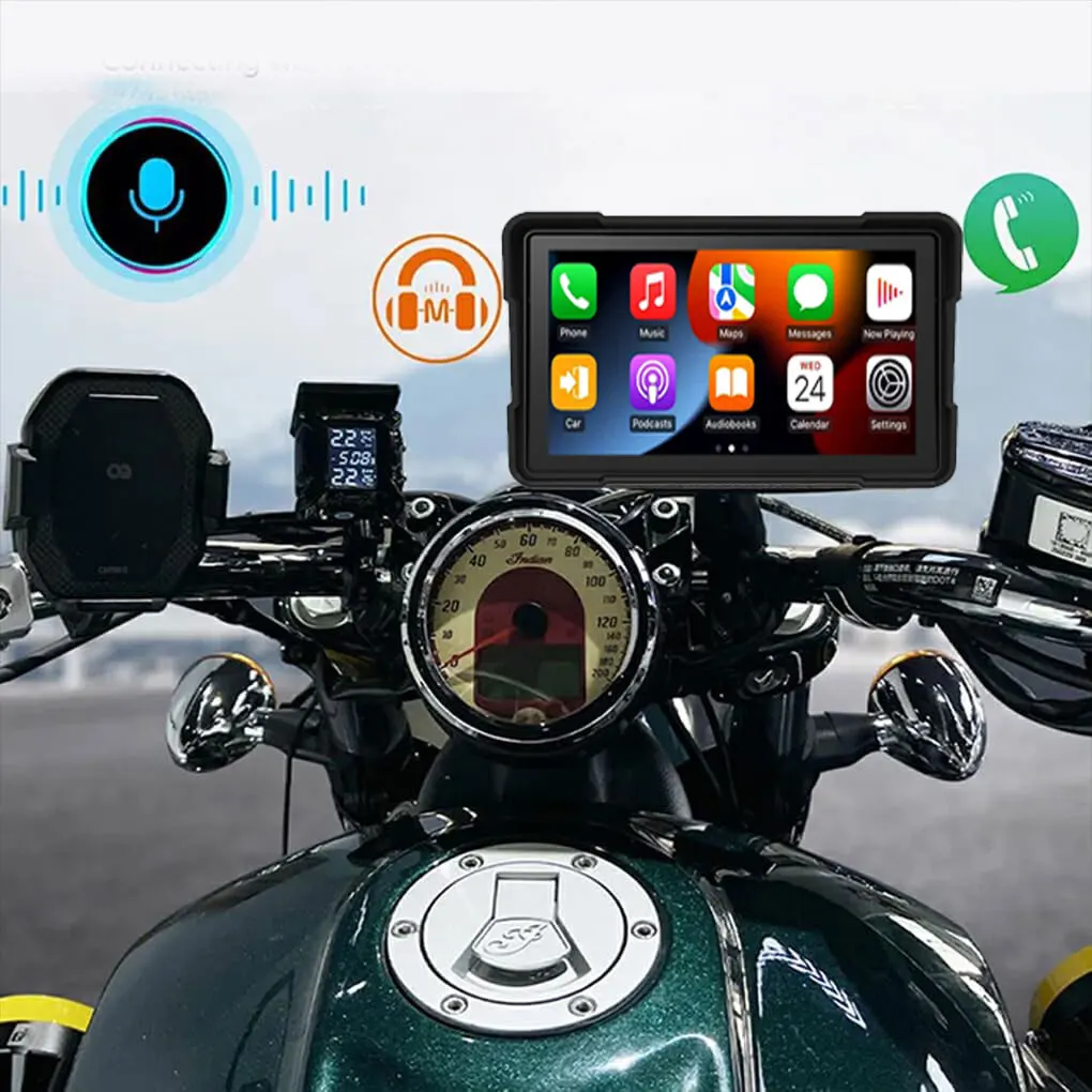 7-дюймовый мотоциклетный портативный навигационный GPS беспроводной Apple Carplay Android Auto IPX67 водонепроницаемый мотоцикл BT 5,0 WIFI DVR