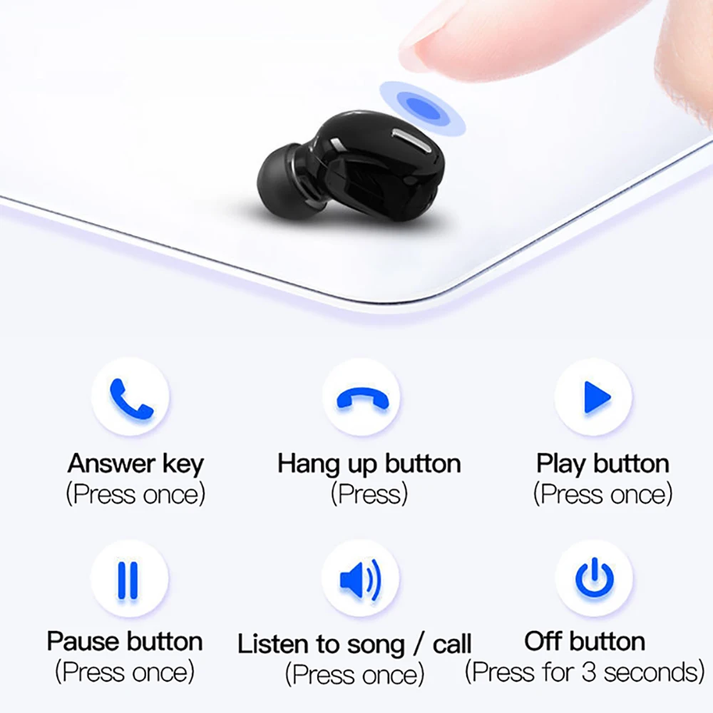 Фото X9 Mini Bluetooth-совместимые наушники 5.0, беспроводная спортивная игровая гарнитура с микрофоном, стереонаушники громкой связи для iPhone Samsung S20 №2
