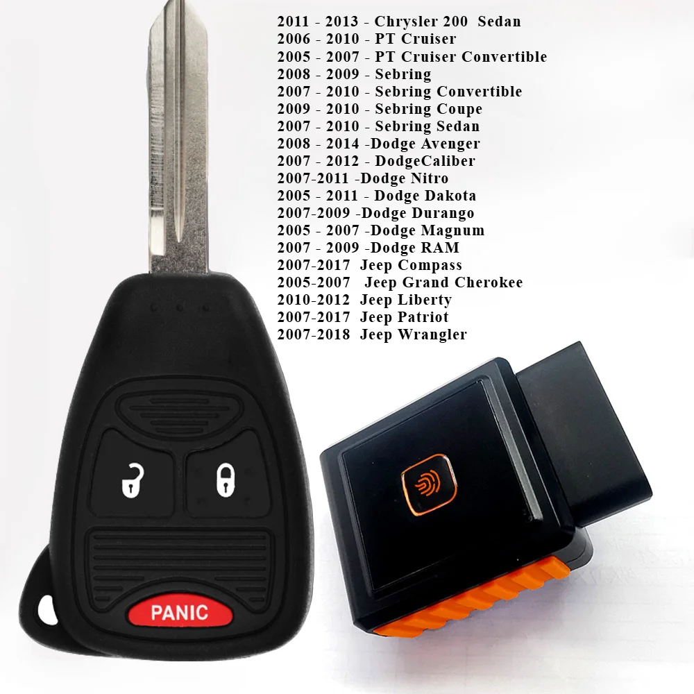 Программатор ключей OHT692427AA, 3 кнопки, 315 МГц, без ключа, для Dodge Sebring PT Cruiser Chrysler 200 Jeep 2005-2018