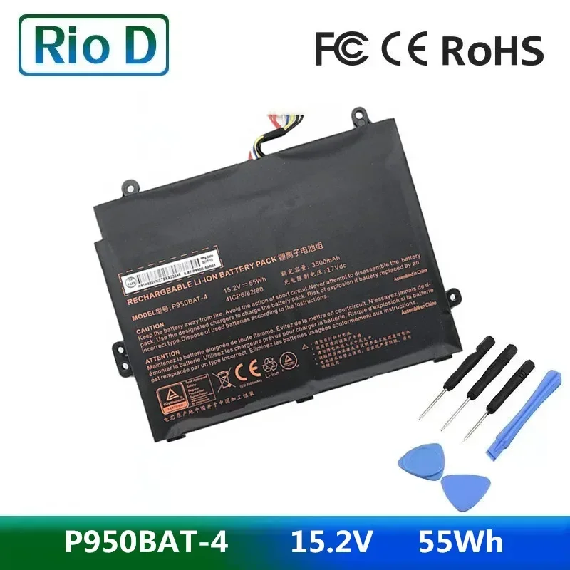 P950BAT-4 Аккумулятор для ноутбука Clevo P955EP6 P950KP6 P957HR Sager NP8953 NP8955 NP8952 NP8950 6-87-P950S-52B01