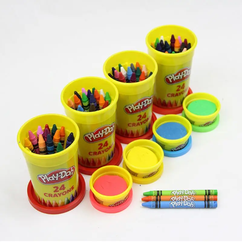 Мелки Play-Doh, 24 цвета в консервах [Купить и получите бесплатную глину] Моющийся карандаш, детский инструмент для рисования, индивидуальные детские игрушки, подарок на праздник