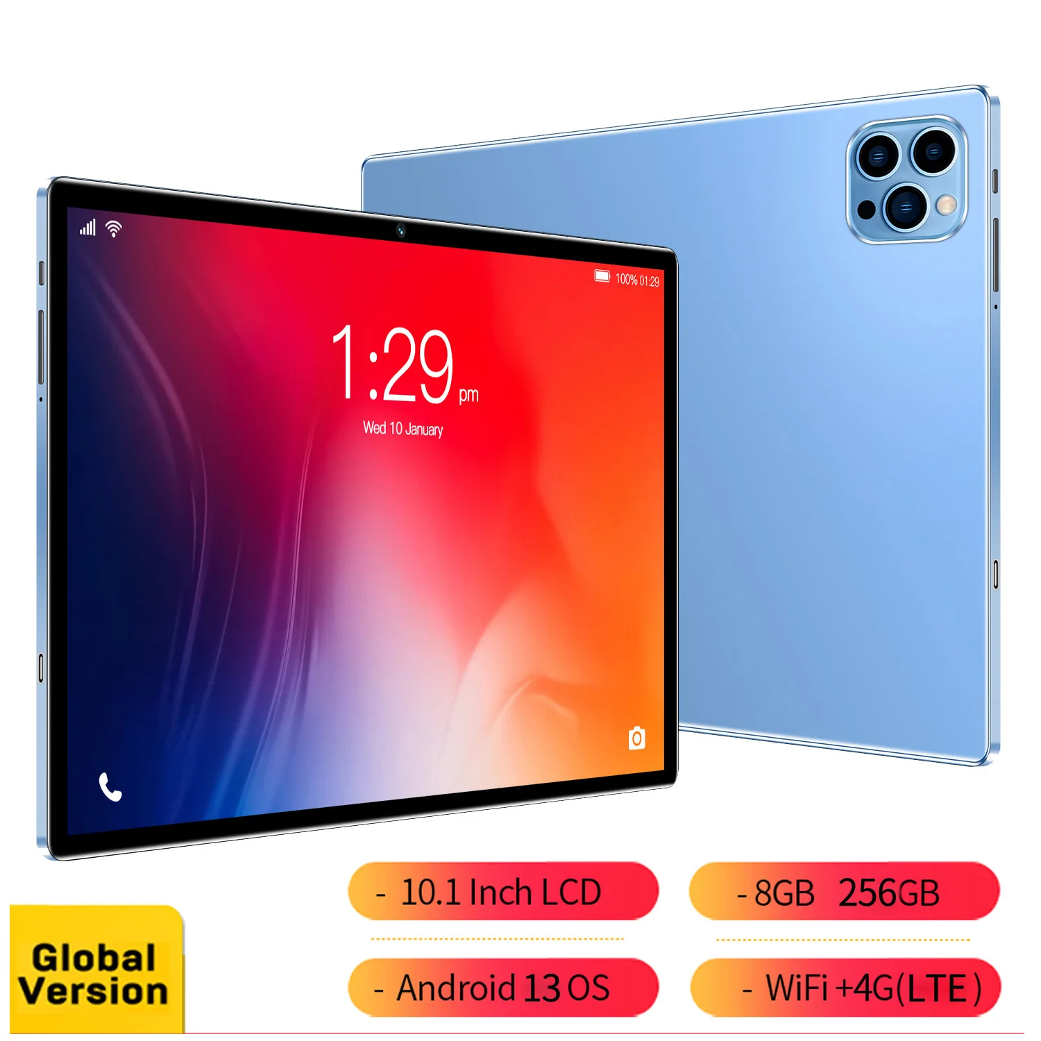 Планшет с 10,1-дюймовым дисплеем, ОЗУ 8 Гб, ПЗУ 2024 ГБ, 4G LTE, Android 13,2024 Новый 10,1 - дюймовый 4G LTE 8GB RAM 256 ГБ ROM Android 13 планшет телефон телефон телефон двойной звонок Bluetooth WiFi Google планшет