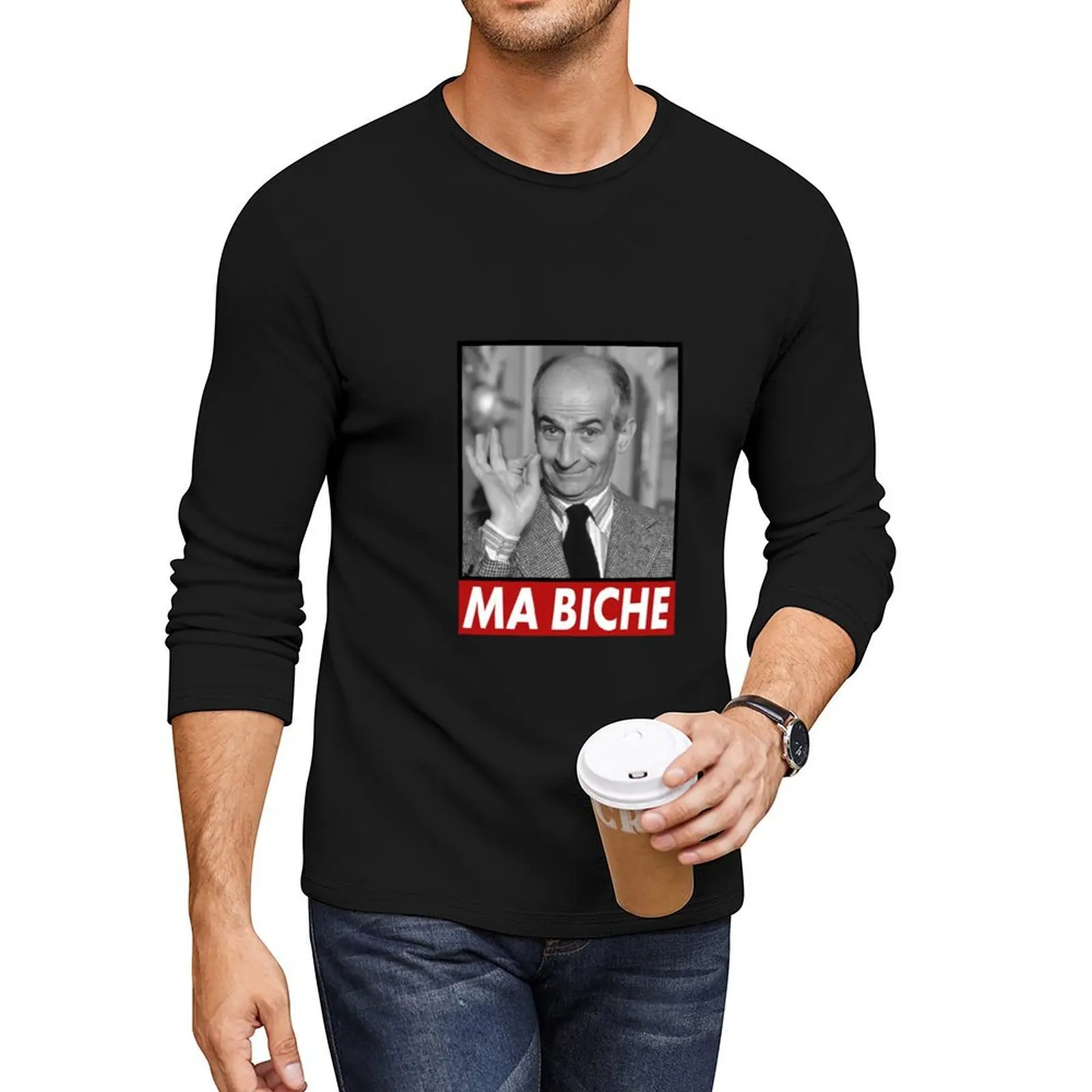 Louis de Funes Ma Biche Design Длинная футболка сорочки футболки с рисунком мужская толстовка эстетичная одежда мужская футболка