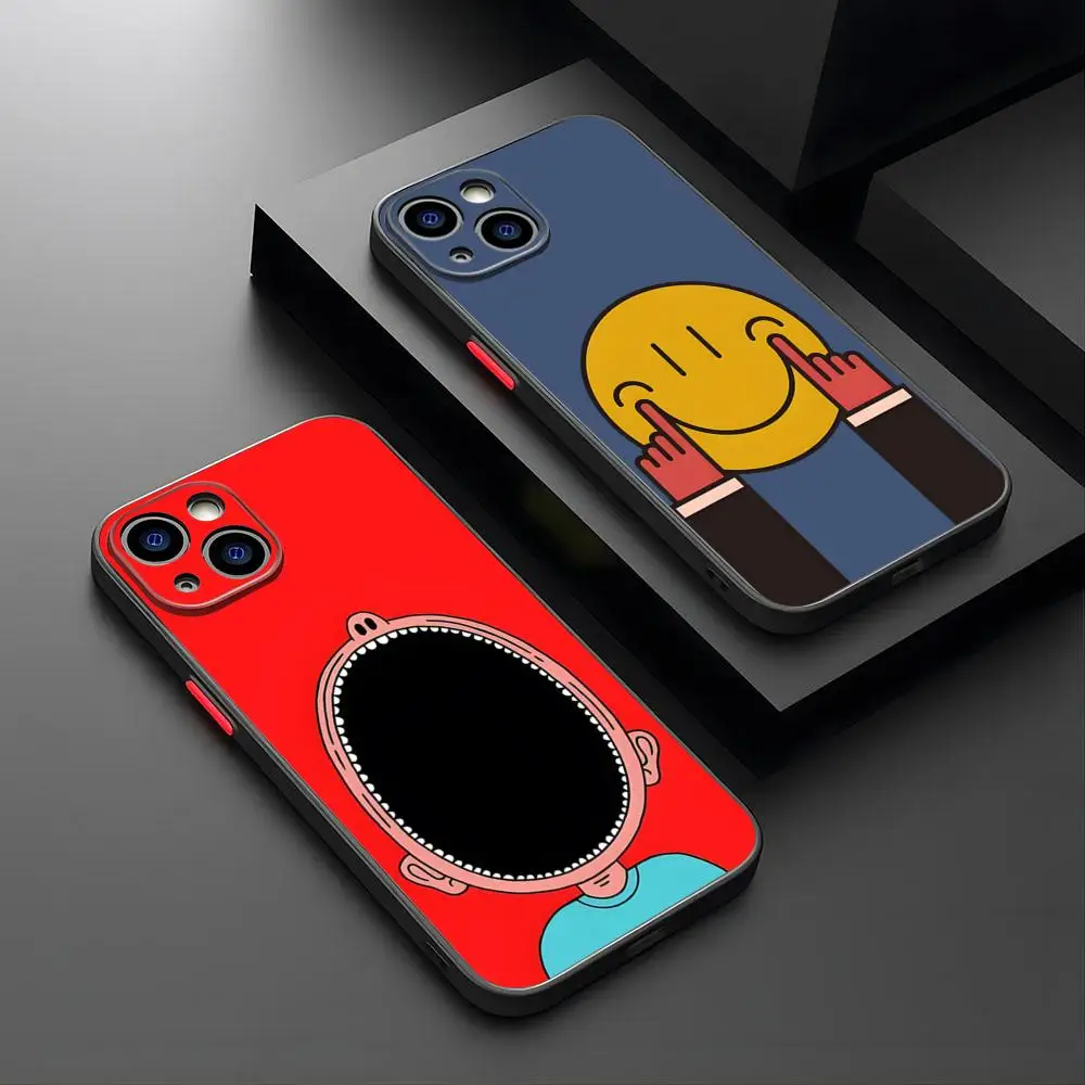 Забавный матовый чехол J-Jean Jullien для IPhone 15 Pro 14 Pro Max 13 11 12 Mini Xs X Xr 7 8 Plus Se