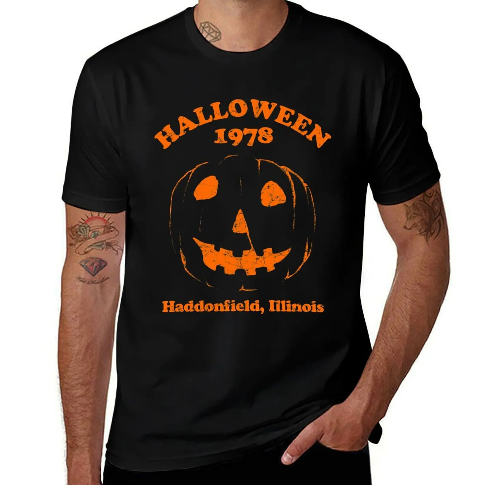 Хэллоуин 1978, праздничная футболка Spooky Myers Pumpkin Haddonfield, летний топ, топы больших размеров, летняя рубашка, мужская футболка с короткими рукавами
