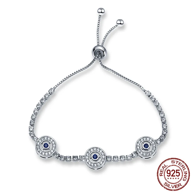Женские браслеты Plata De Ley 925 оригинальные циркониевые браслеты от сглаза классические регулируемые аксессуары на годовщину