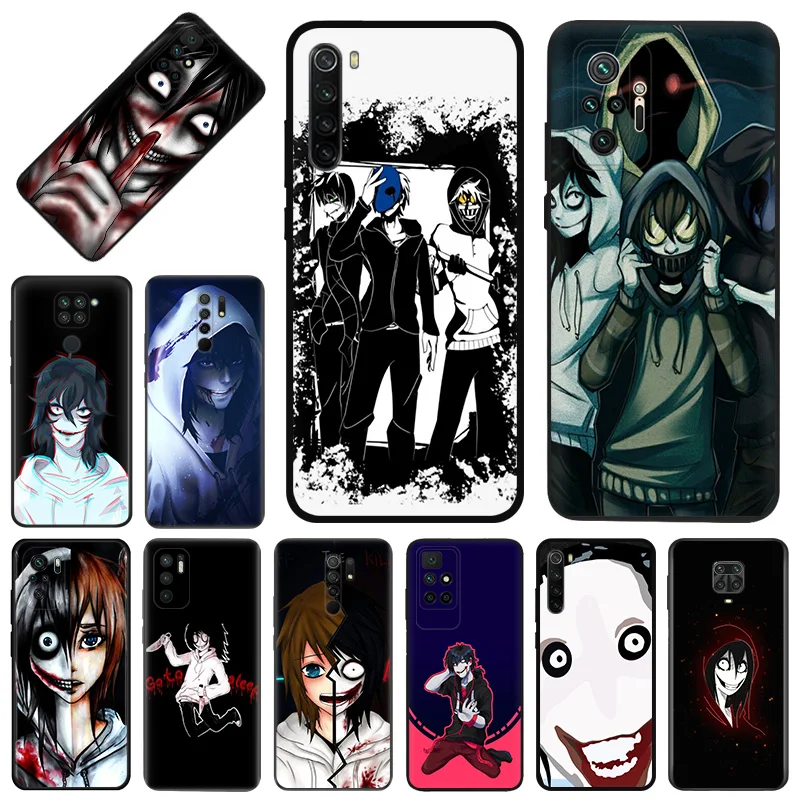 Чехол для телефона Redmi A2 A1 K60 K50 K40 9T 9C 9A Note 9 9S 8T 8 7 Xiaomi CC9Pro Anime Jeff The Killer Мягкий черный чехол с защитой от падения