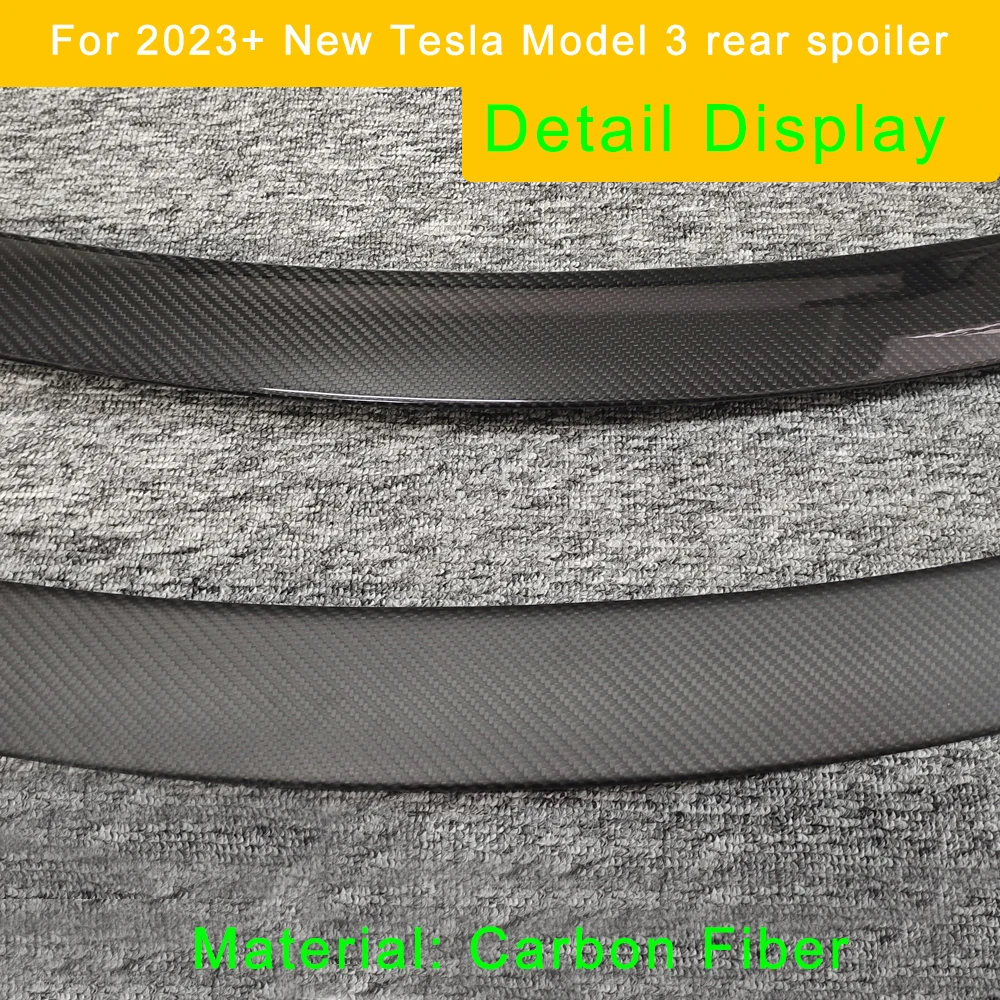 Фото Для Tesla Model 3 2024 года, сухой спойлер из углеродного волокна на заднее крыло багажника, оригинальные высокопроизводительные внешние аксессуары №4