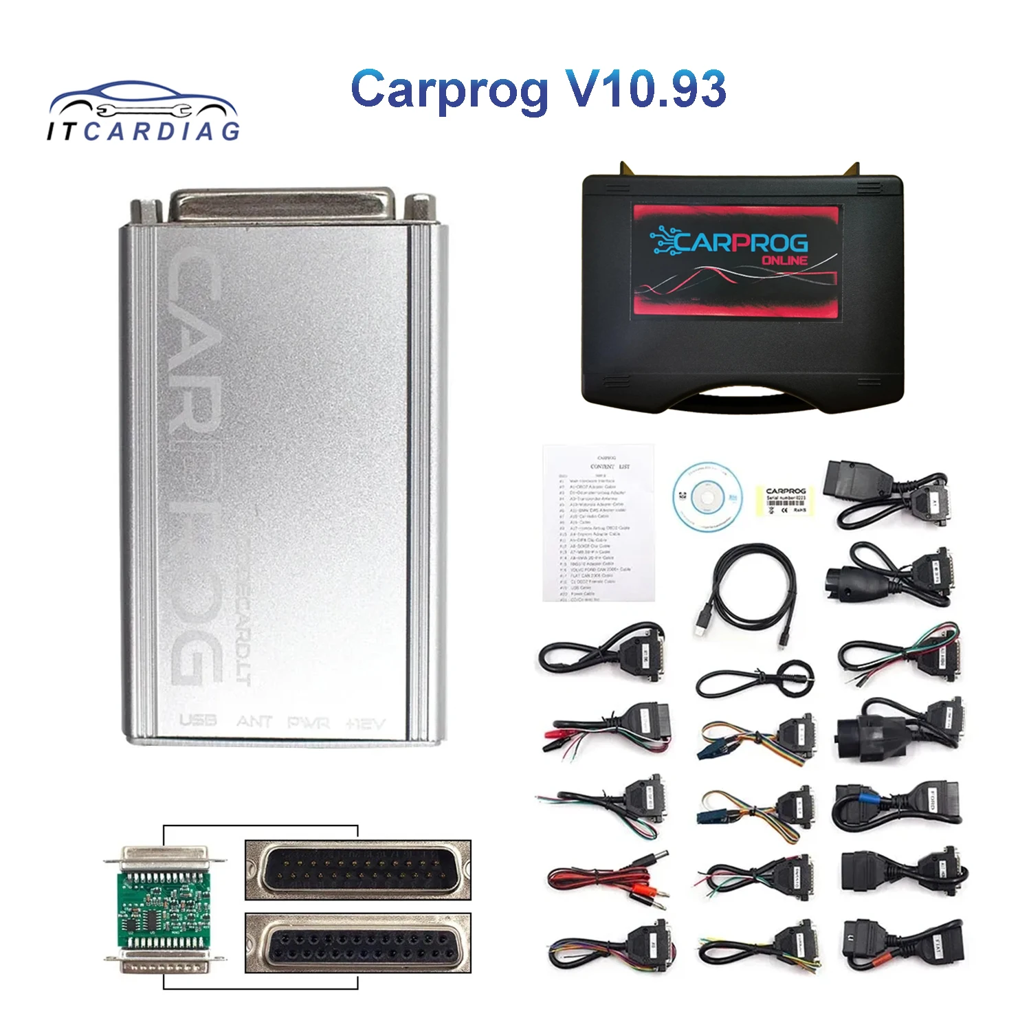 Инструмент Carprog V10.93 для ремонта автомобиля Prog 10,93, инструмент для сброса подушки безопасности, программатор Prog 10,93, обновление программного обеспечения V9.31OBD2, ECU, чип-тюнинг