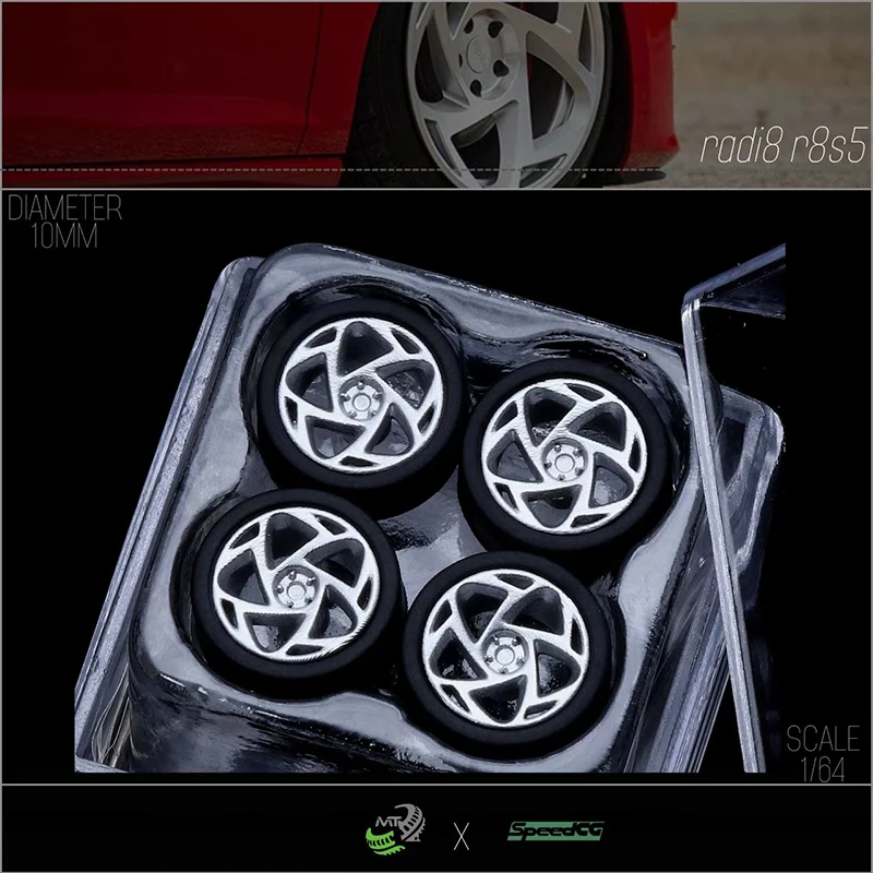 Модель автомобиля SpeedCG 1/64, колеса Radi8 r8s5, детали для крепления, диаметр 10 мм, для гоночных автомобилей, игрушек, роскошные детали, Hotwheels Tomica