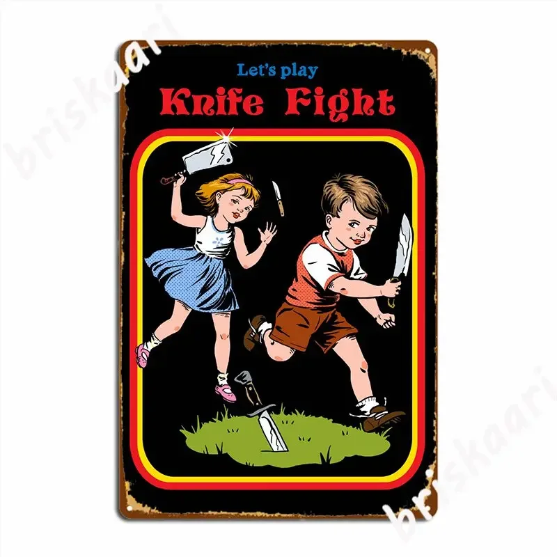 Lets Play Knife Fight Металлическая вывеска Клубная домашняя печать Картина Декор Клубный бар Оловянная вывеска Плакат