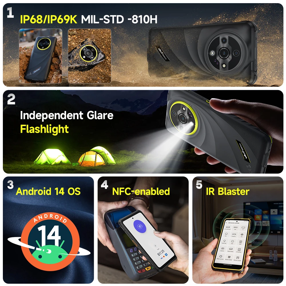 Фото Ulefone Armor X31 4G прочный телефон Android 14 смартфон 6.56”12GB RAM 128GB ROM 48MP NFC Ночная камера ИК-бластер Глобальная версия №4