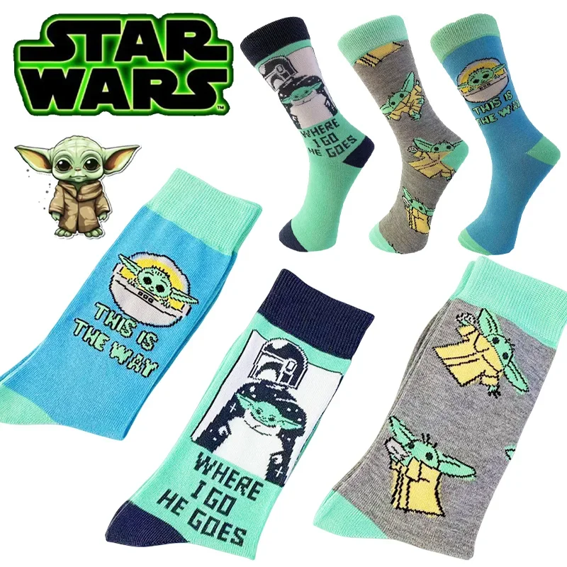Детские носки Yoda из Звездных войн, модные мужские хлопковые носки средней длины, Мультяшные удобные дышащие носки, повседневные носки для пар с аниме