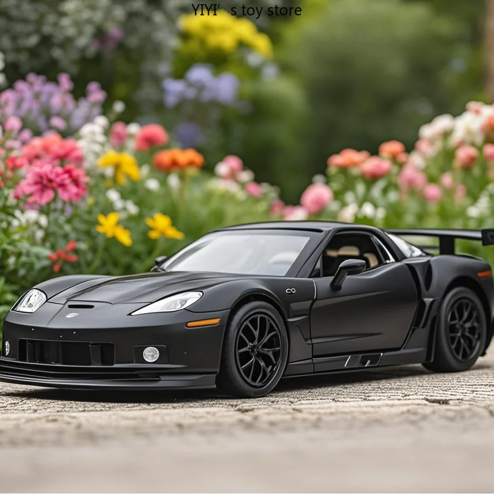 1:36 Corvette C6 матовый черный спортивный автомобиль, игрушечная модель автомобиля, литые под давлением игрушечные машинки из сплава и коллекционные подарки A25
