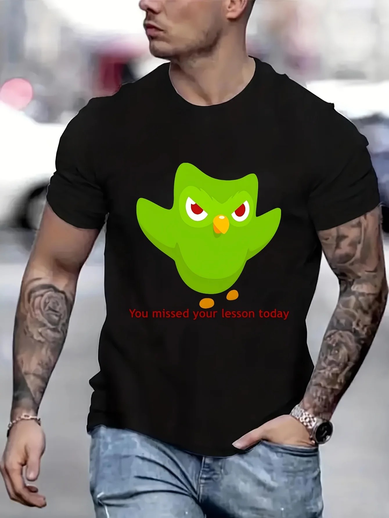 Duolingo Owl Duo Stuff для отдыха, забавный подарок, футболка большого размера, мужские футболки, футболка с короткими рукавами, мужские топы B5023785