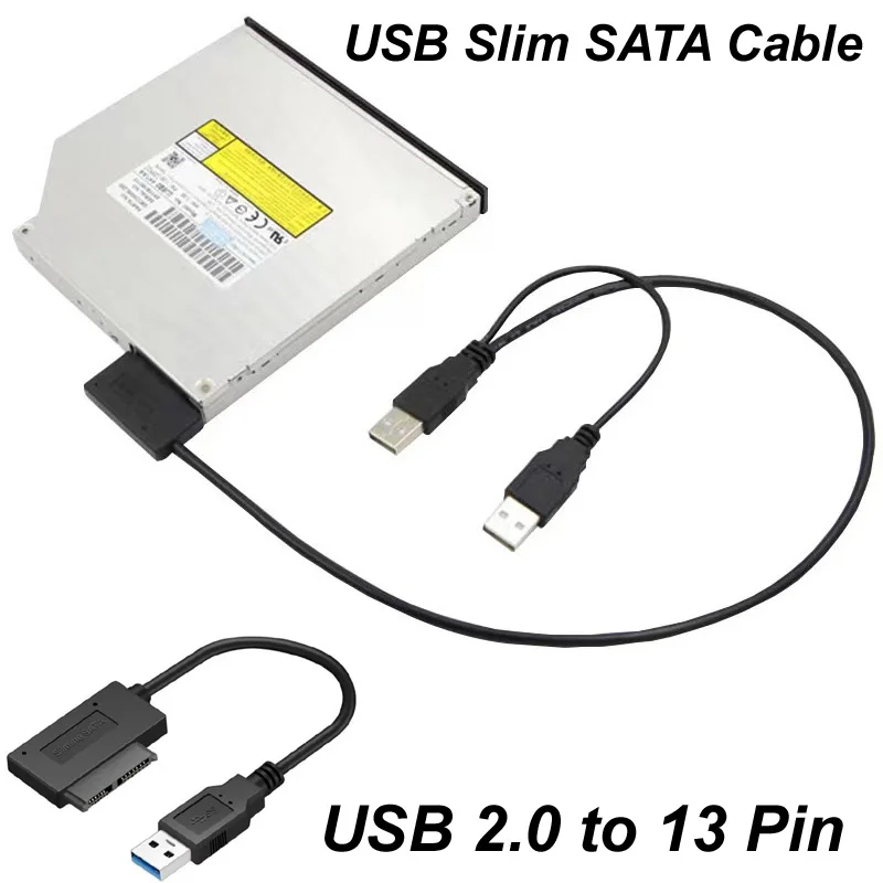 USB 2,0 к 6 + 7 13 Pin 6P 7P 13 P тонкий кабель SATA шнур внешний источник питания для ноутбука