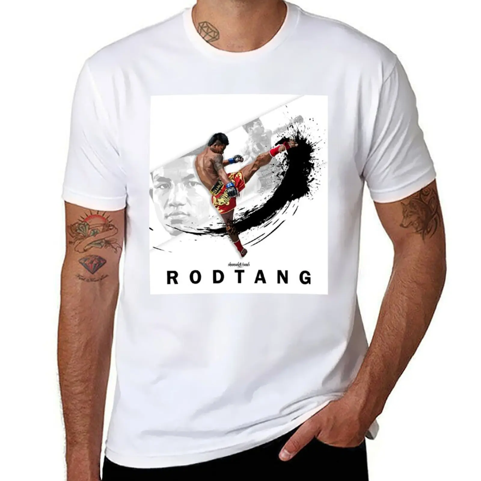 RODTANG Muaythai White Artwork by shunsukevisuals Essential футболка хлопковая футболка мужская мужская футболка дизайнерская футболка