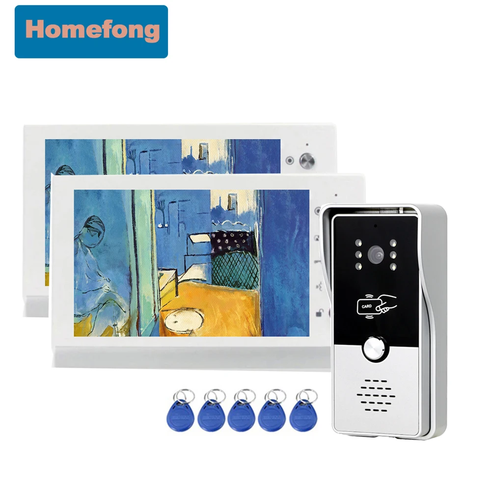 Homefong 7-дюймовый Домашний домофон с камерой, видеодомофон, дверной звонок с радиочастотной идентификацией, уличные разблокированные ворота, мониторы ночного доступа с защитой от дождя