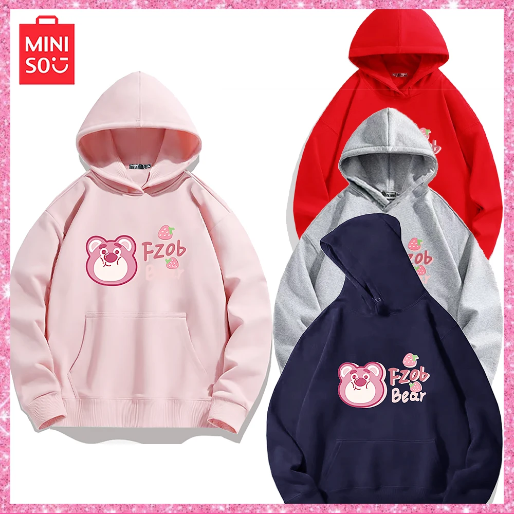 Miniso Lotso История игрушек кавайный мультфильм Печатный с капюшоном Свободный Топ с длинным рукавом с капюшоном парная куртка для девочек на день рождения Рождество подарок