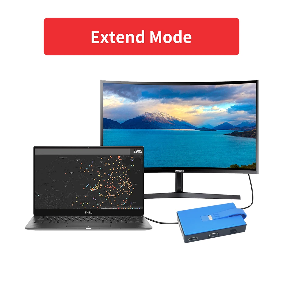 Фото Адаптер USB 3,0-HDMI VGA, USB 5 в 1 порт, док-станция Displaylink, конвертер для Apple Macbook pro air Mini windows win7/8/win10 №5