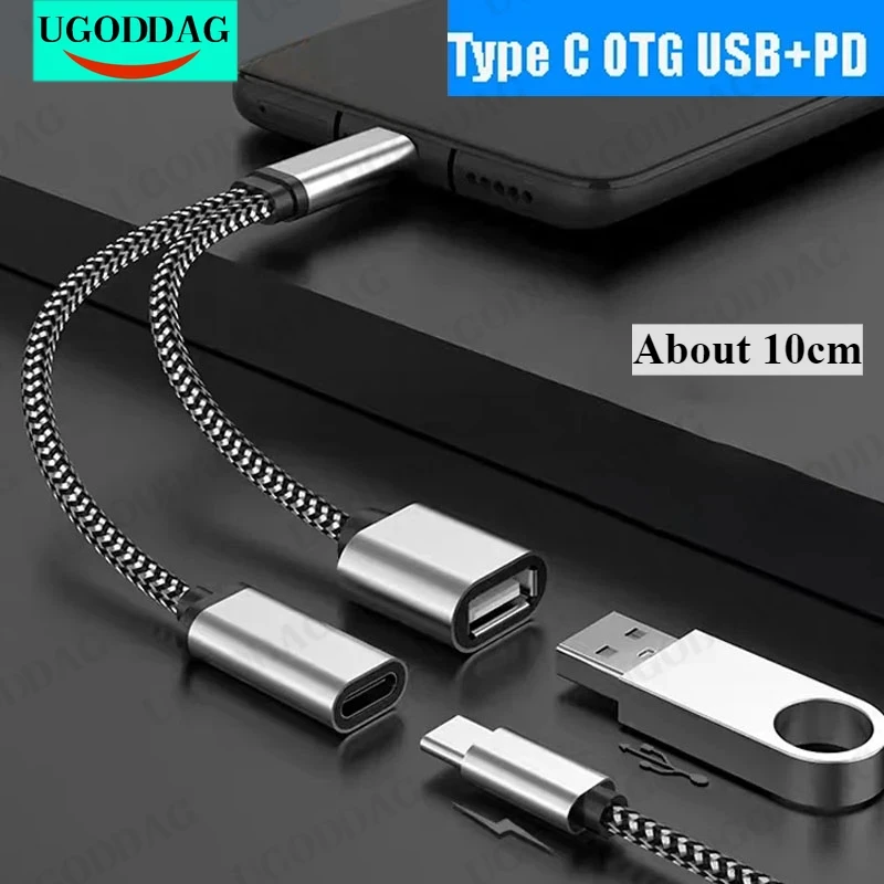 Кабель OTG типа C, телефонные адаптеры, преобразователь данных USB2.0 в USB TypeC с портом зарядки PD для адаптера GoogleTV Chromecast Samsung