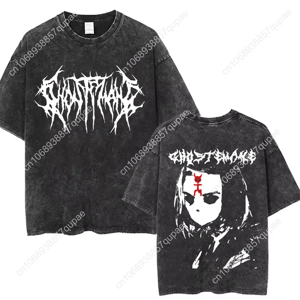 Винтажная футболка с двусторонним принтом Ghostemane, мужская футболка в стиле хип-хоп, рэп, рок-ловушка, металлические футболки, мужская готическая уличная одежда большого размера (art.: 3920cf46bd983) - 3920cf46bd983