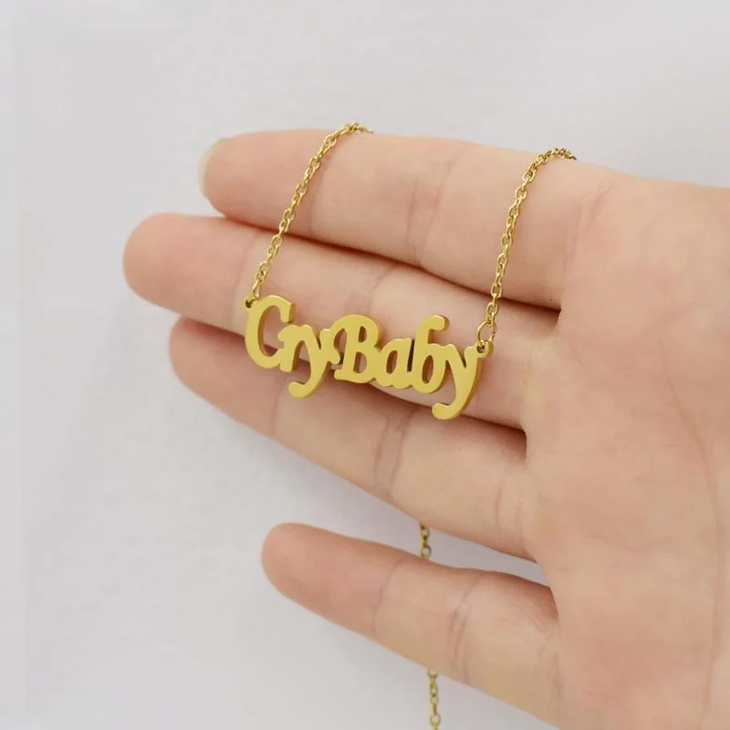 Фото Ожерелье с подвеской Crybaby из нержавеющей стали в европейском и американском стиле с английскими буквами №3