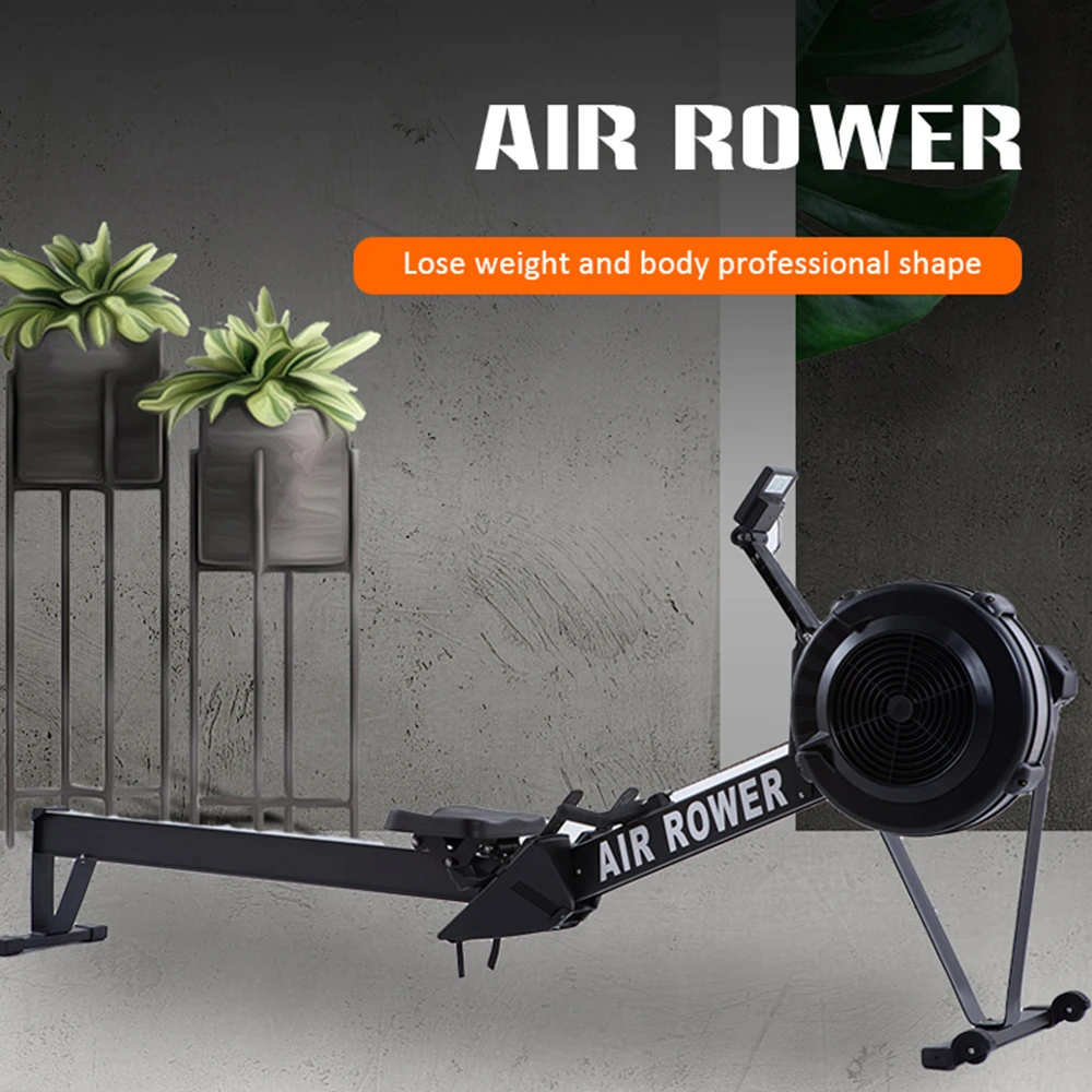 Фото Customized Logo Commercial Air Rower Gym Equipment with Iron Frame and Fan Iron Flywheel Rowing Machine with Monitor №2
