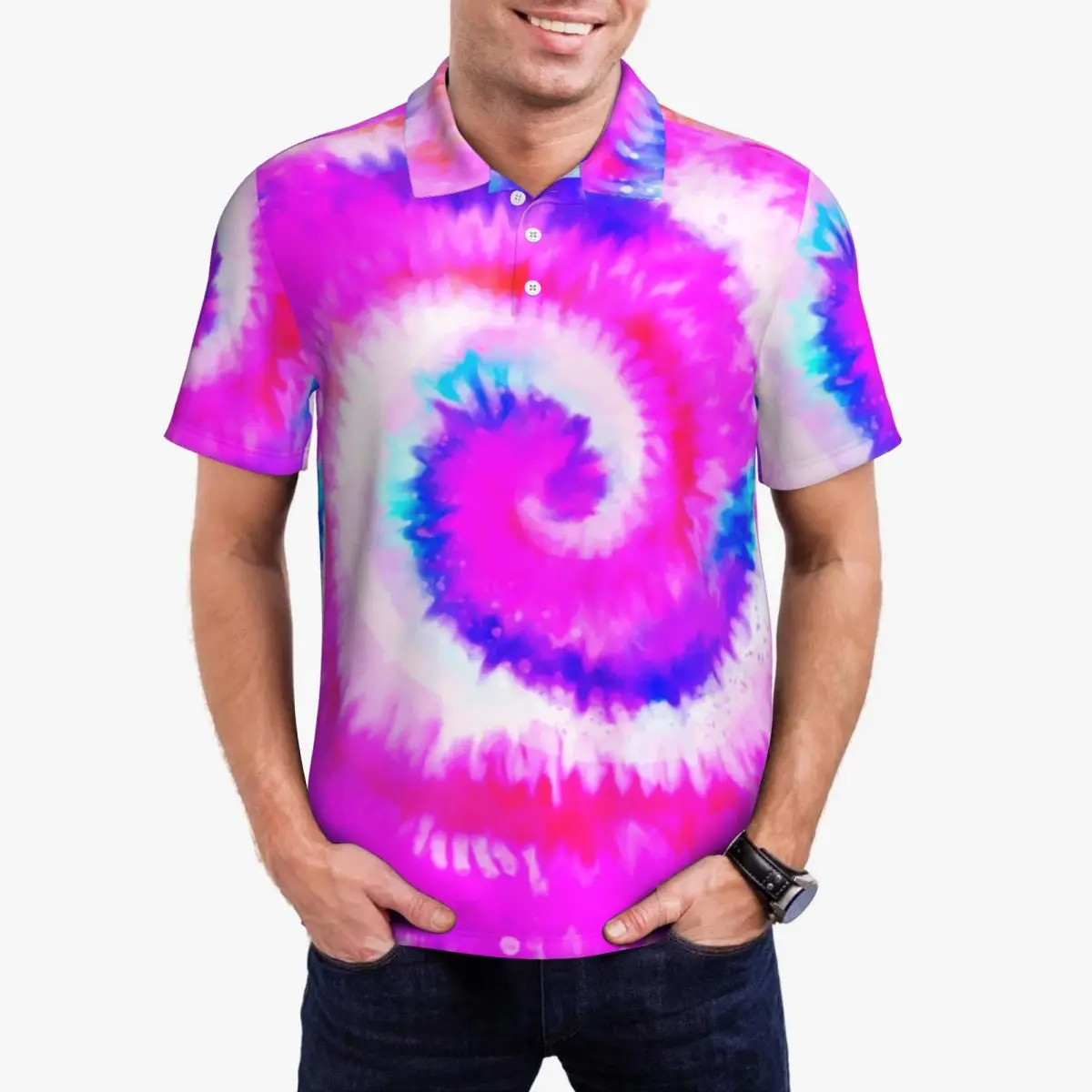 Повседневные футболки с омбре Tie Dye, рубашки поло с радужным ворсом, мужская крутая рубашка, пляжные топы с короткими рукавами и узором, большие размеры 4XL