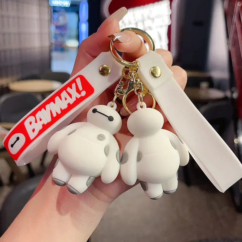 Фото Disney Big Hero 6 Baymax милый мультфильм аниме ПВХ брелок для ключей от машины украшения рюкзак подвеска на молнии подарок на Хэллоуин и Рождество №3