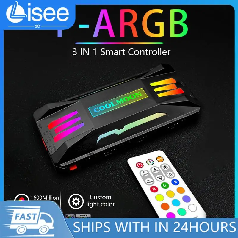 Контроллер RGB, 4-контактный ШИМ, 5 В, 3-контактный охлаждающий вентилятор ARGB, умный интеллектуальный пульт дистанционного управления для корпуса ПК