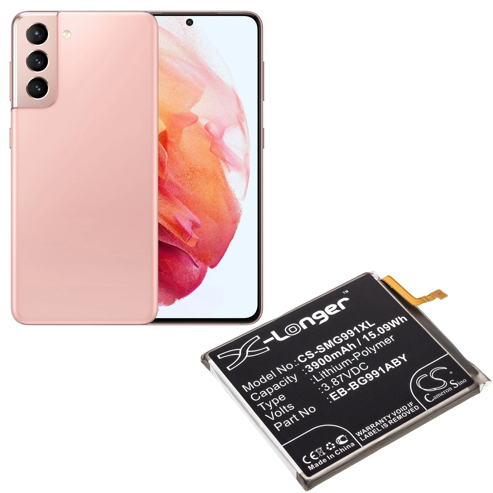 Новый сменный аккумулятор CS Cameron sino для Galaxy S21 5G, SM-G991W (3900 мАч15,09 Втч), EB-BG991ABU, EB-BG991ABY, GH82-24537A (art.: 3920d1c32a721) - 3920d1c32a721