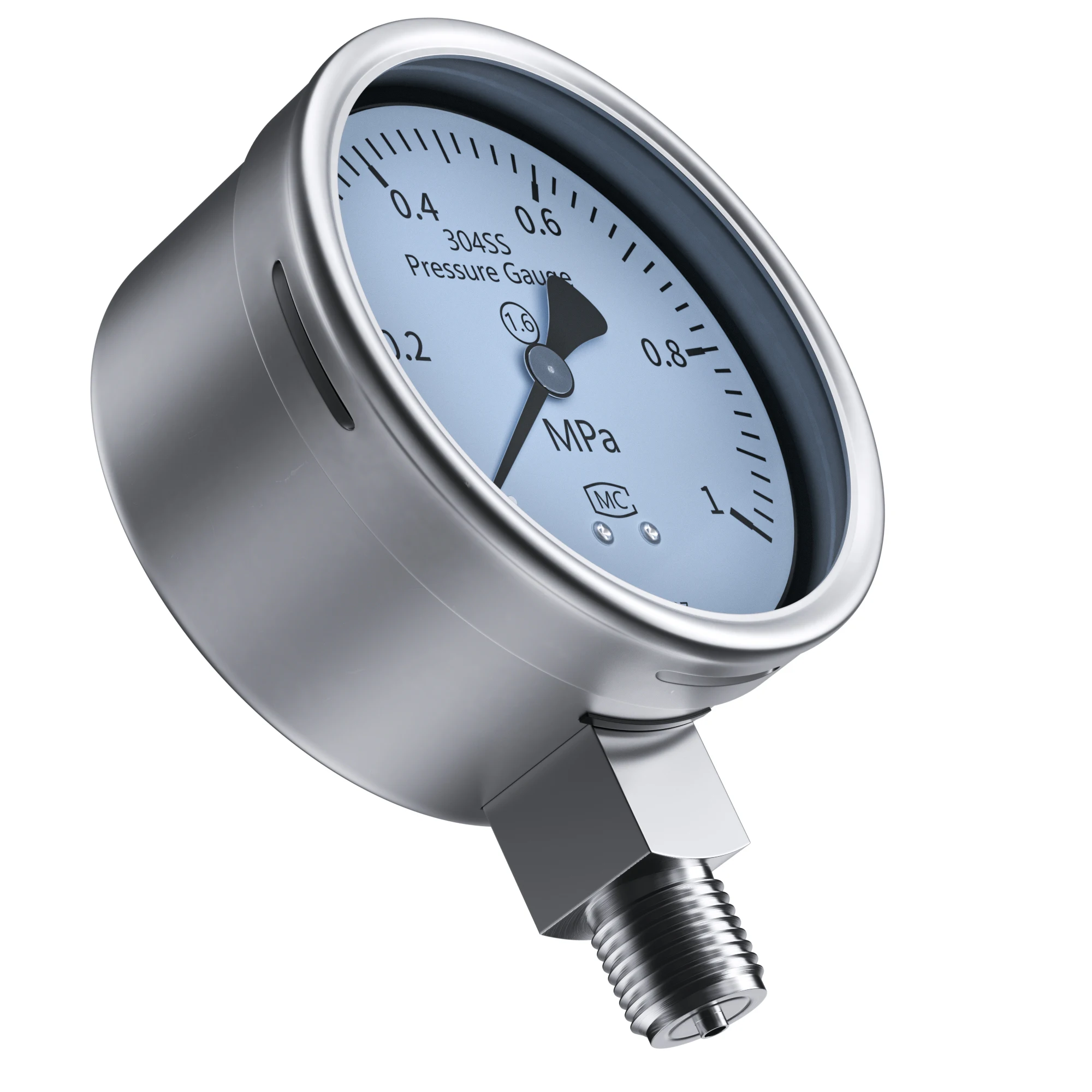 Фото Small Mechanical Pressure Gauge 60mm/100mm Iron Shell Pointer Pressure Gauge M14*1.5 M20*1.5 304SS Pressure Meter №5