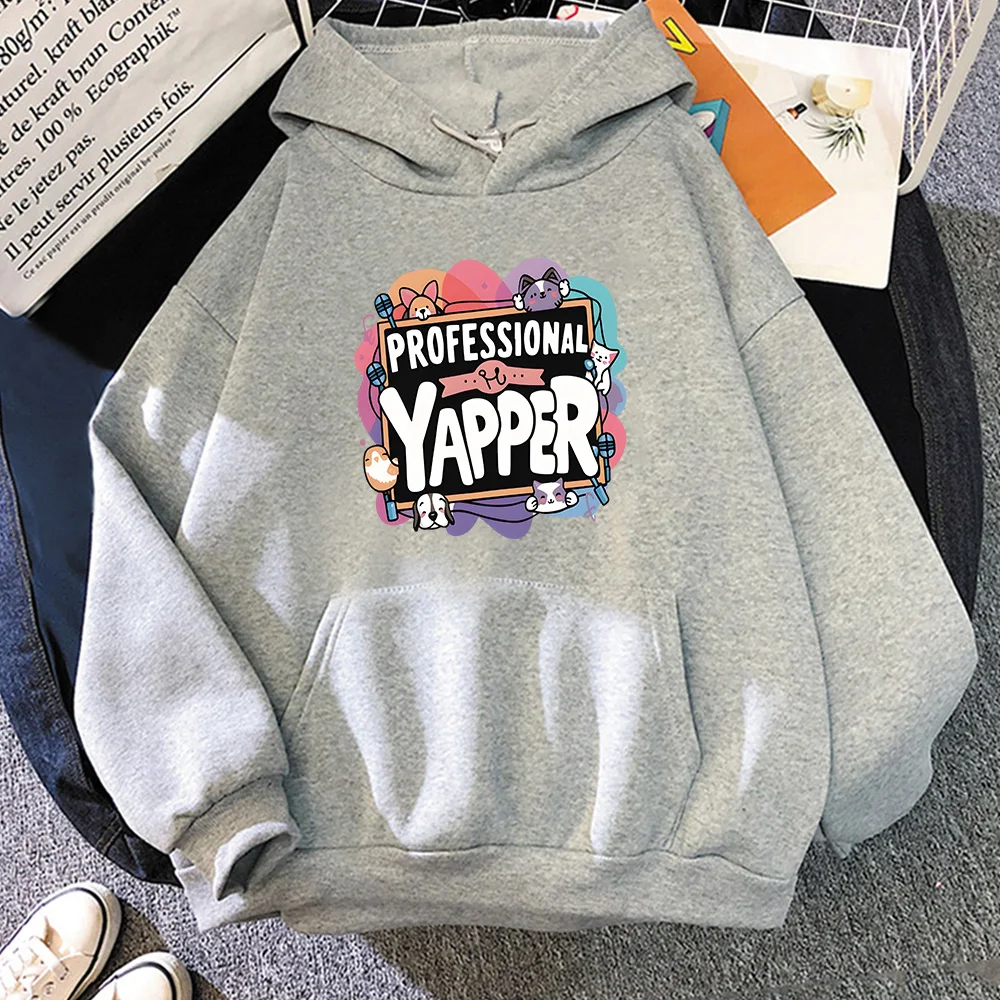 Толстовка с капюшоном Yapper Meme Cat, флисовая толстовка с мультяшным принтом и карманом, милая одежда, толстовка с капюшоном Kawaii, мягкая толстовка